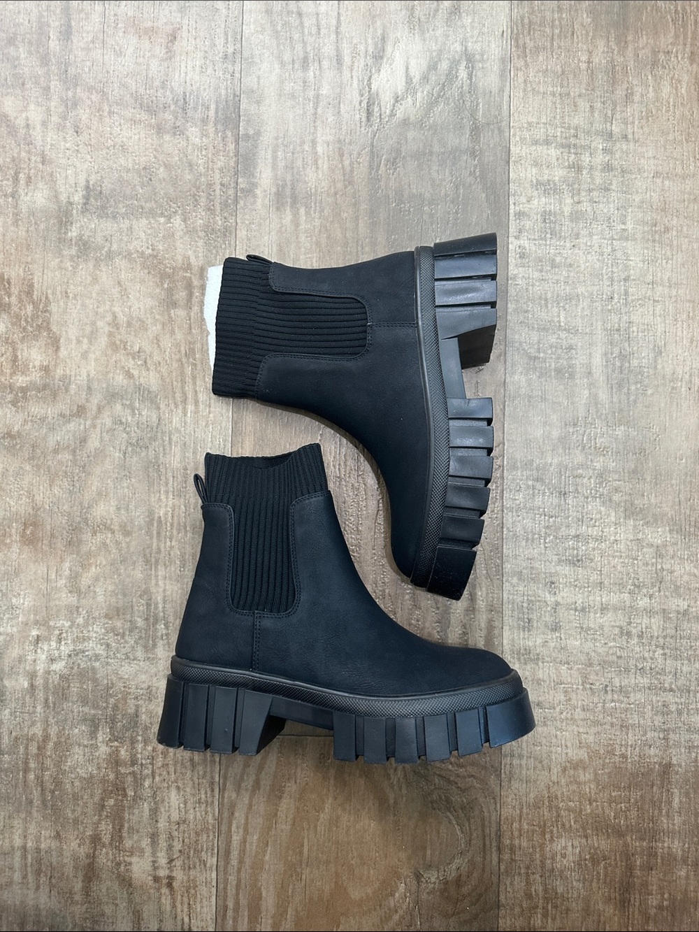 Dolce Vita Black Chunky Lug Chelsea Booties